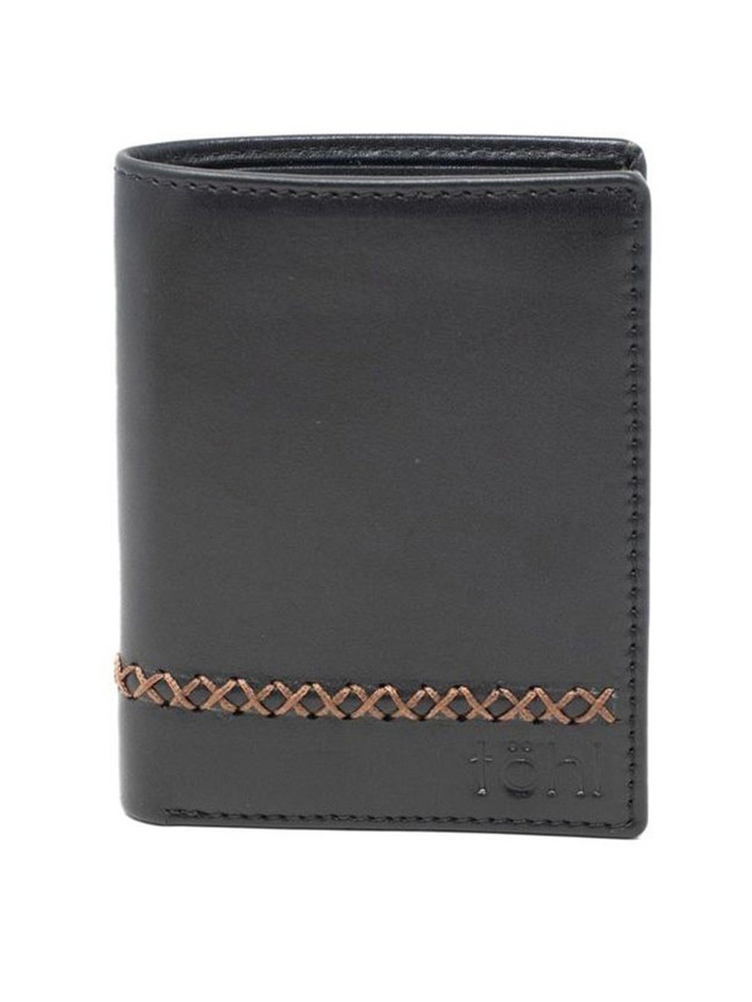 Tohl Black Casual Leather Bi-Fold Wallet for Men