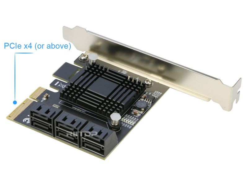 SATA iii Card 6 Port PCI-e Express x4 to SATA 6Gbps Expansion Controller Card Adapter, Come with Low Profile Bracket and SATA Cable