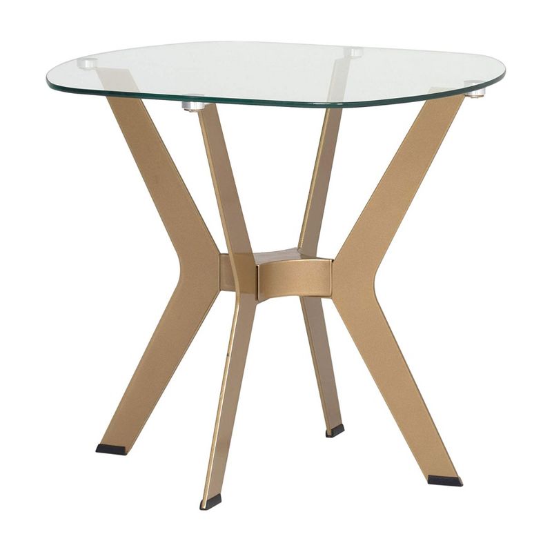 Studio Designs Archtech Round Modern Living Room Decor Furniture Accent End Side Table, Gold and Glass
