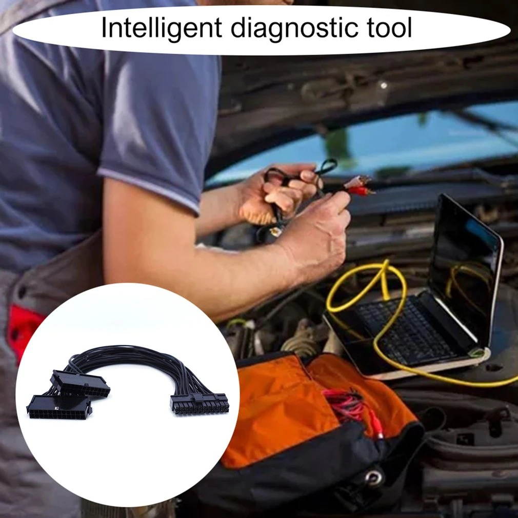 Pracrical Dual Start Power Cord Dual Power Start Cord 32cm Motherboard 24Pin Synchronous Power Cord 18AWG