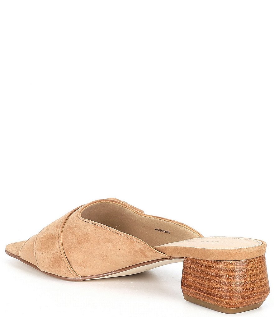 Pelle Moda Tala Suede Buckle Block Heel Mules