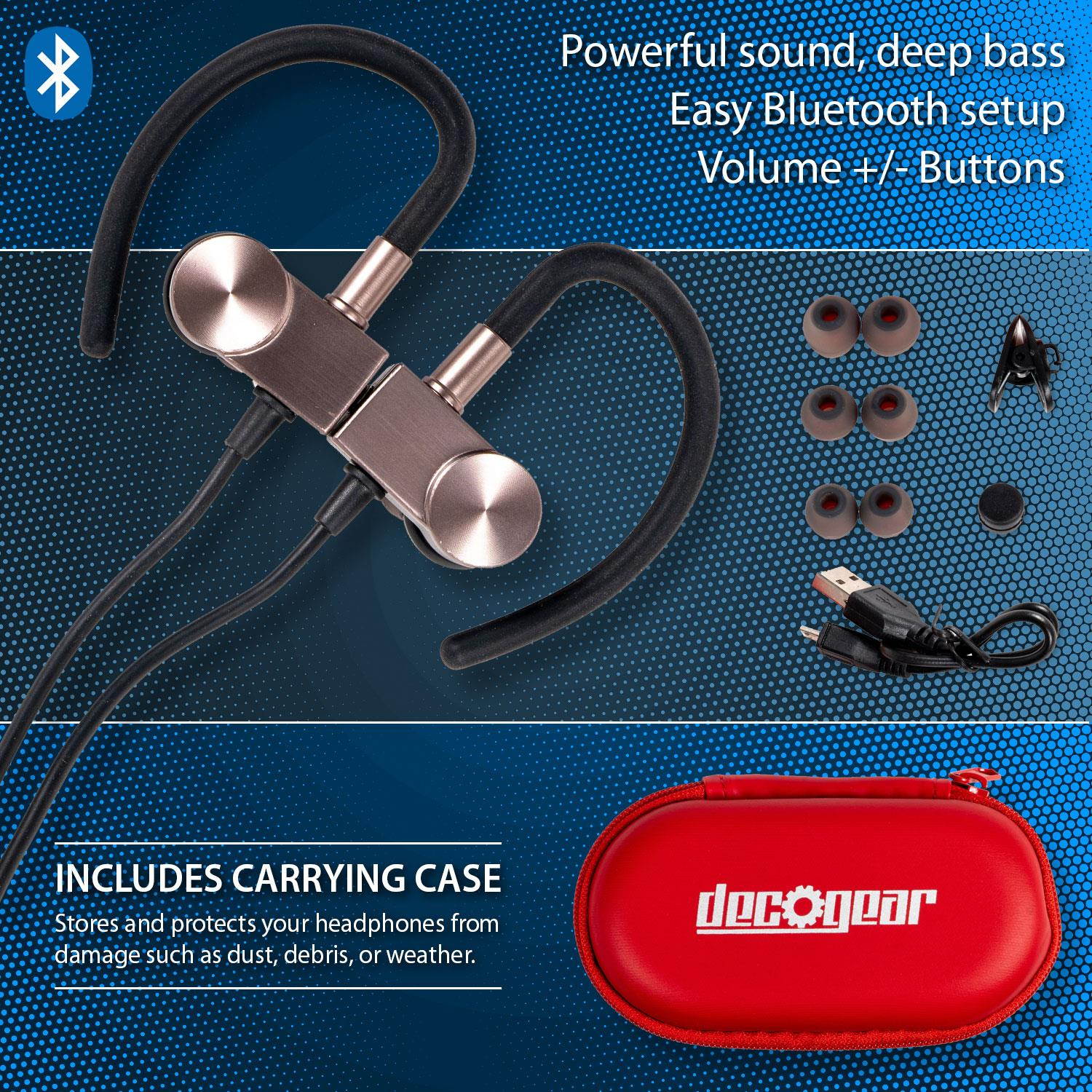 Deco Gear Deco Gear Magnetic Wireless Sport Earbuds | Gun Metal Grey | Carrying Case