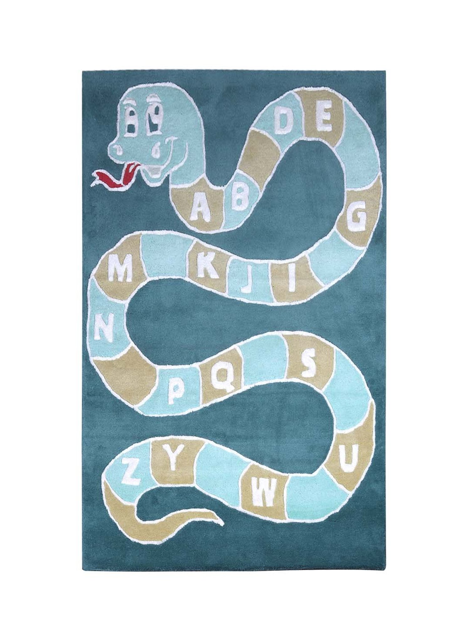 Pequra Blue Snake Ladder Hand Tufted Wool Kids Carpet - Set of 1