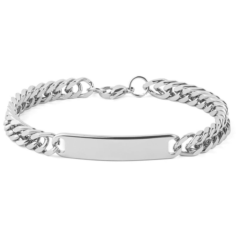 Men's West Coast Jewelry Stainless Steel 8.5-Inch Curb Link Chain ID Bracelet