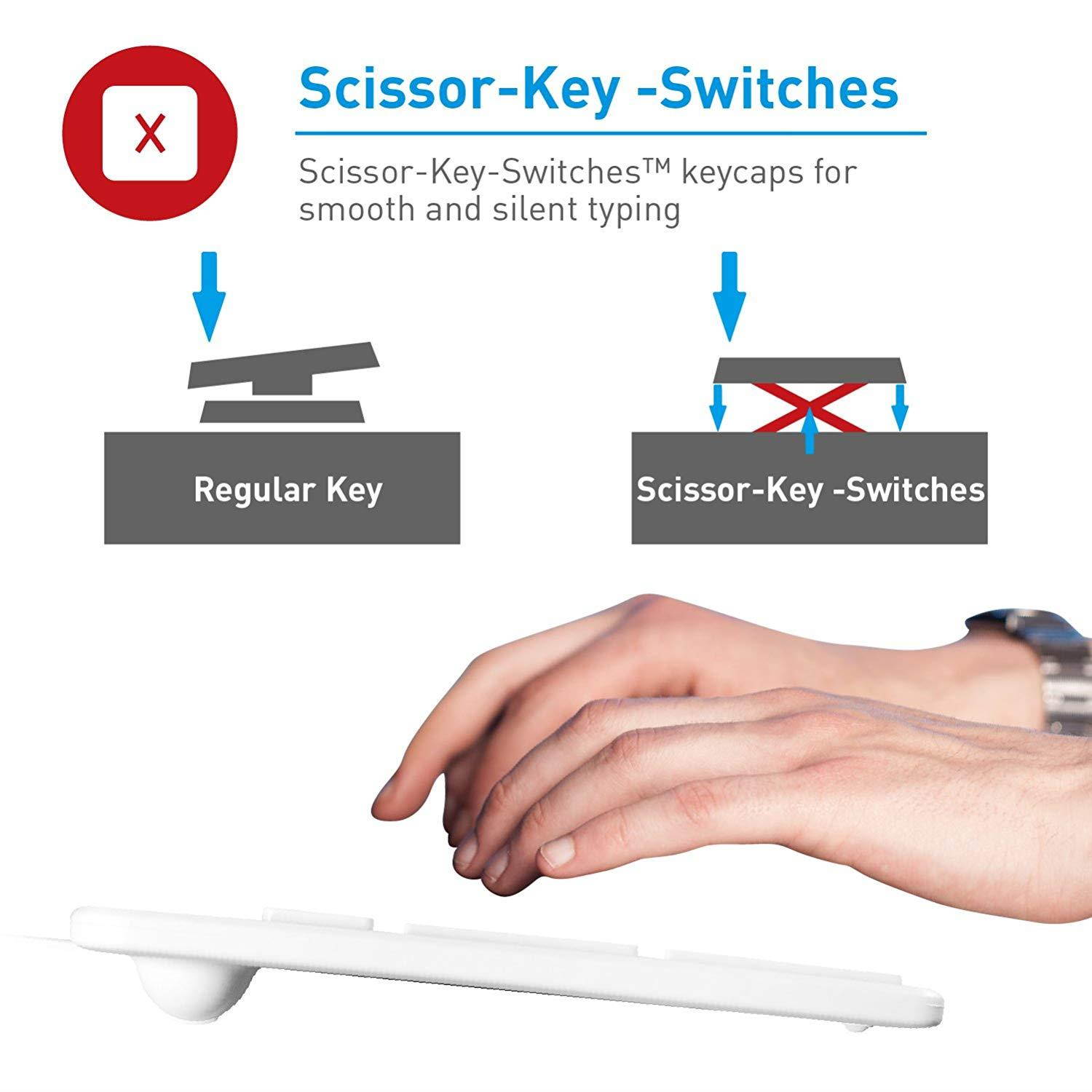 Macally Ultra-Slim USB Wired Keyboard with Number Keypad for Apple Mac Pro, MacBook Pro/Air, iMac, Mac Mini, Laptop Computers, Windows Desktop PC Laptops, Silver (SLIMKEYPROA)