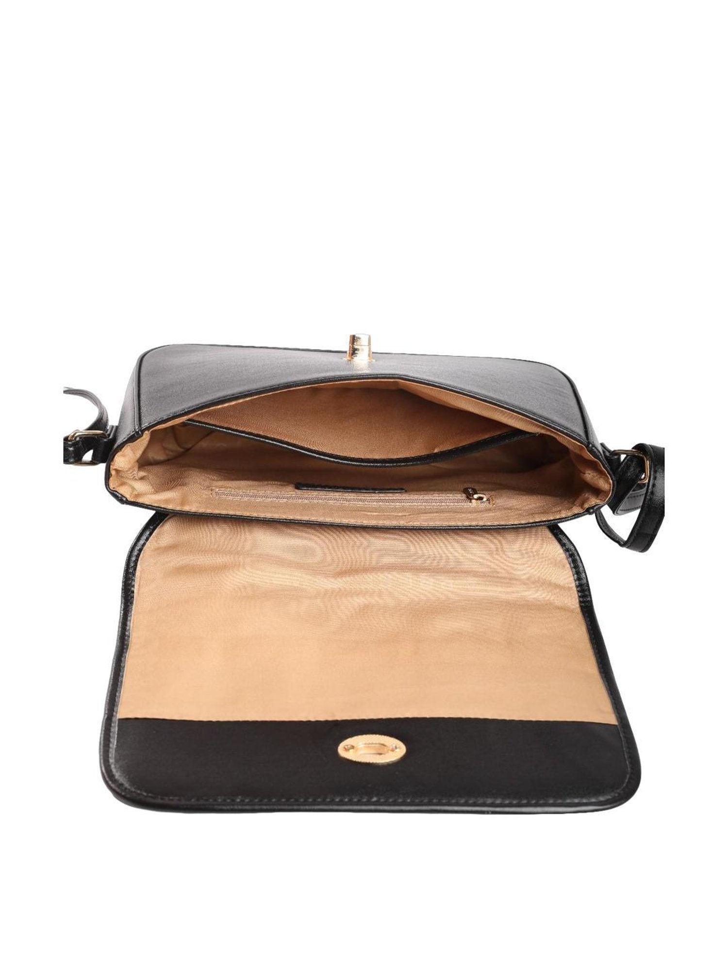 Caprese Poppy Black Faux Leather Quilted Sling Handbag