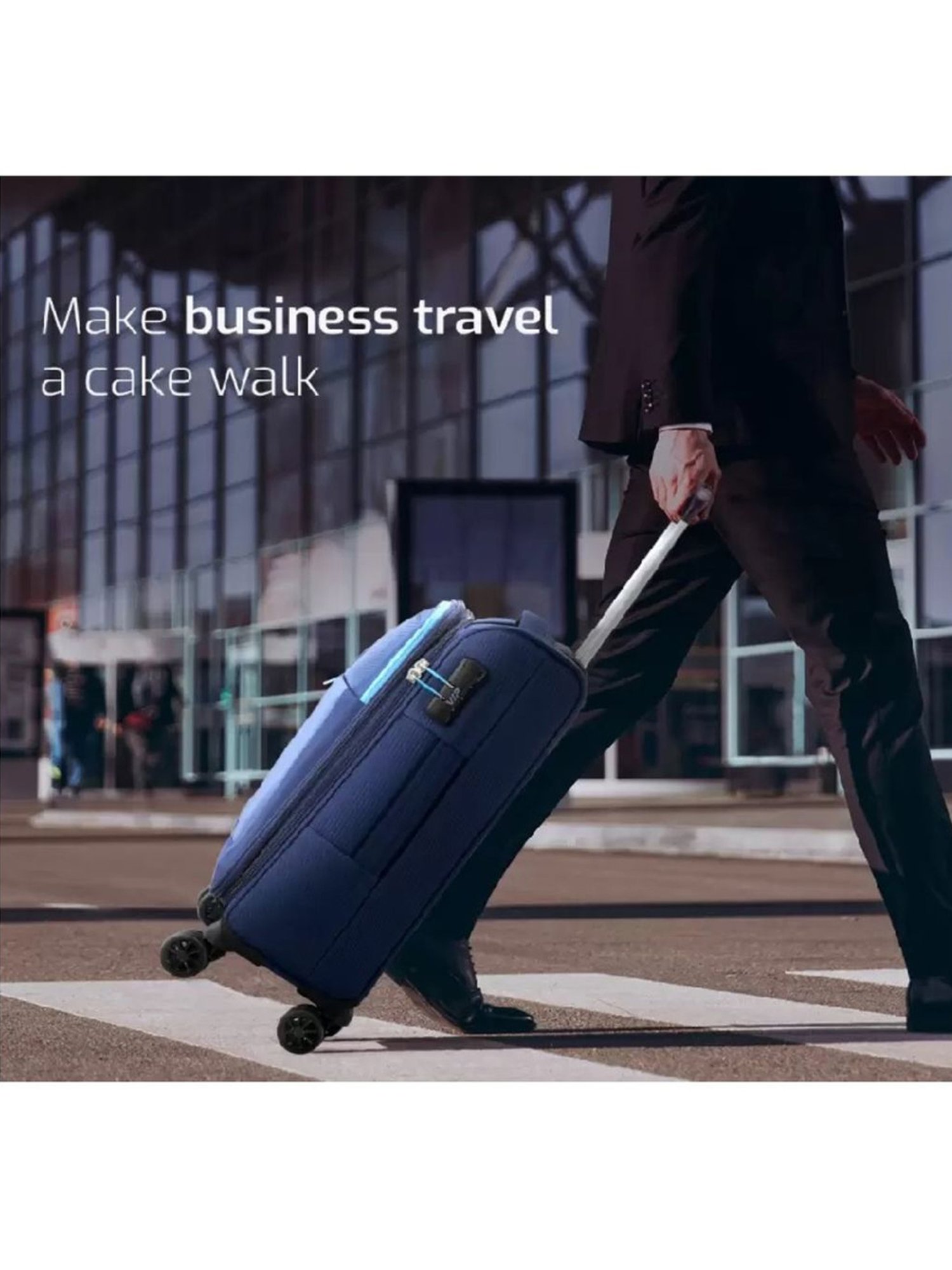 VIP Suprema Blue Solid Soft Cabin Trolley Bag - 24 cm