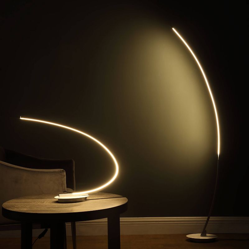 62.25" Modern Arc Metal Tube Floor Lamp (Includes LED Light Bulb) Silver - Ore International