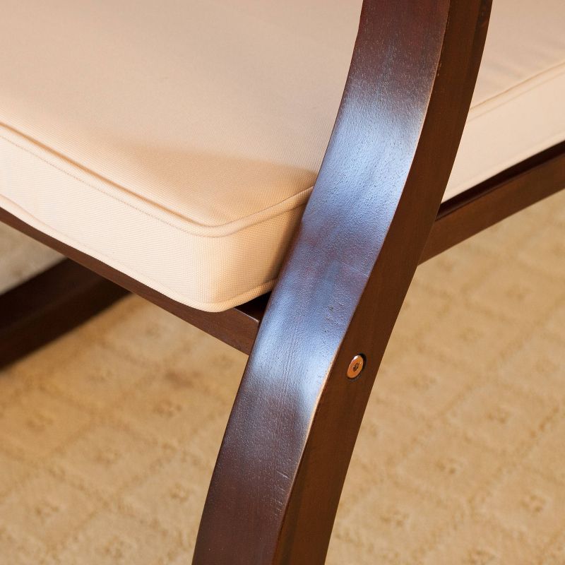 Iona Mid - Century Retro Modern Light Fabric Upholstered Button - Tufted Wingback Rocking Chair - Light Beige - Baxton Studio