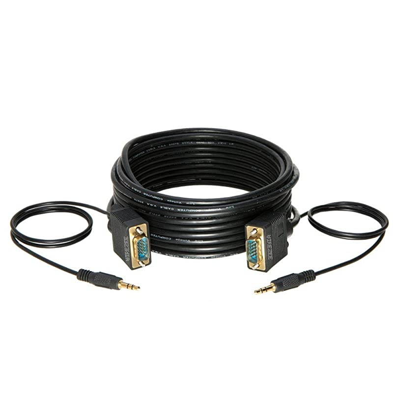 Cable SSuper Video Cord Male 15 PIN with 35 Audio Monitor Wire 25FT
