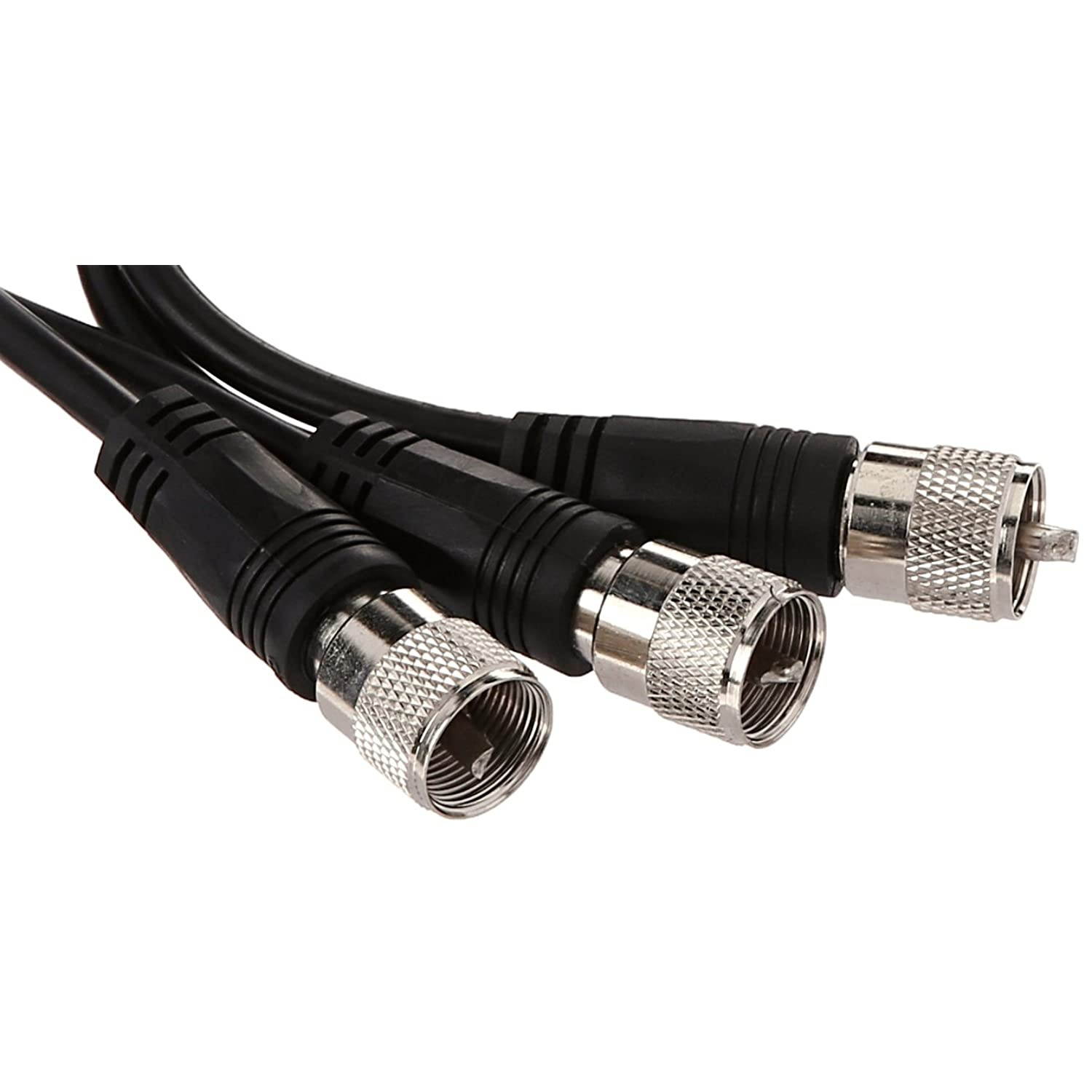 RoadPro RP-18CCP Black 18 CB Antenna Co-Phase Coax Cable with PL-259 Connectors