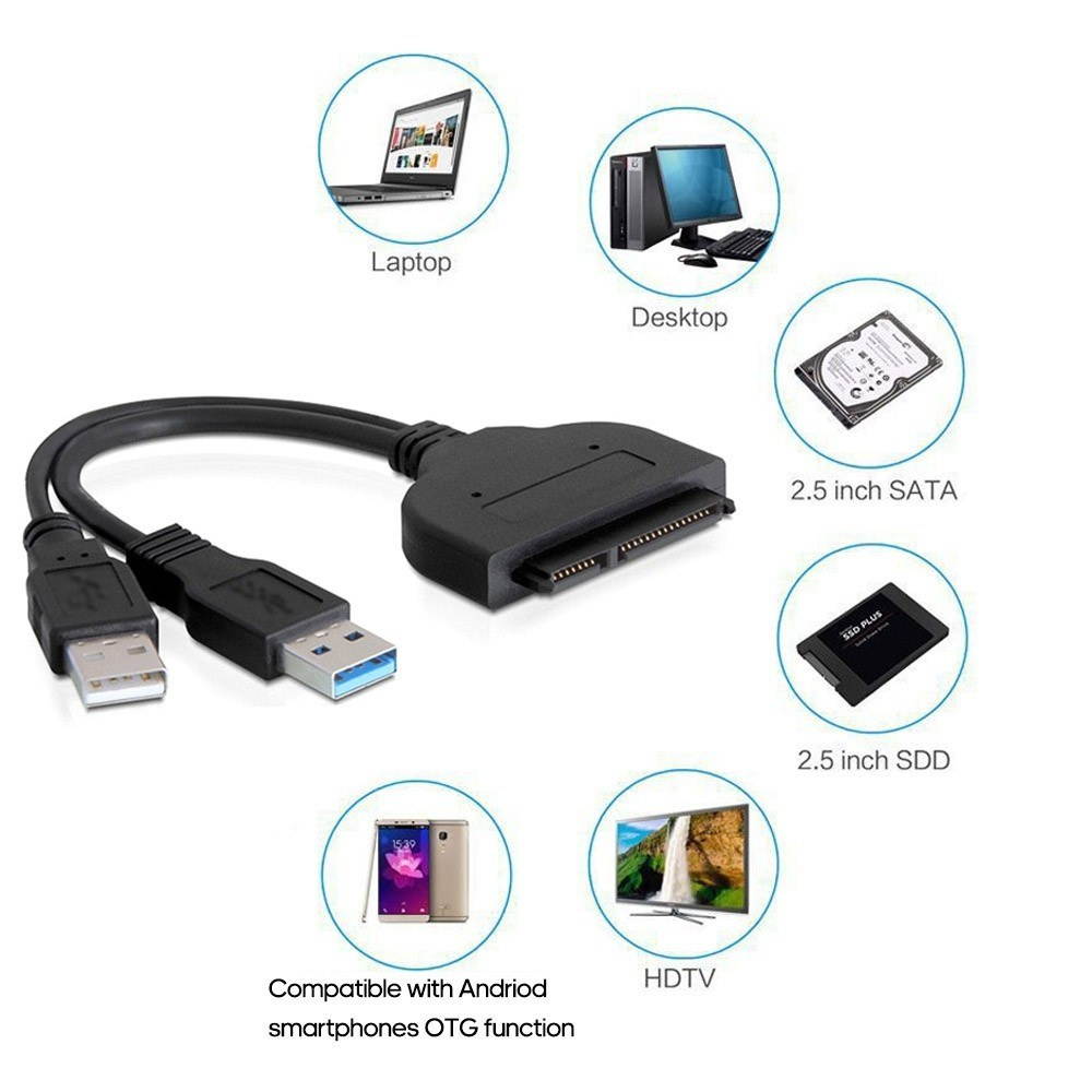 SATA to USB 3.0 Converter USB 3.0 SATA III Hard Drive Adapter Cable for 2.5in SSD & HDD with Extra USB Power