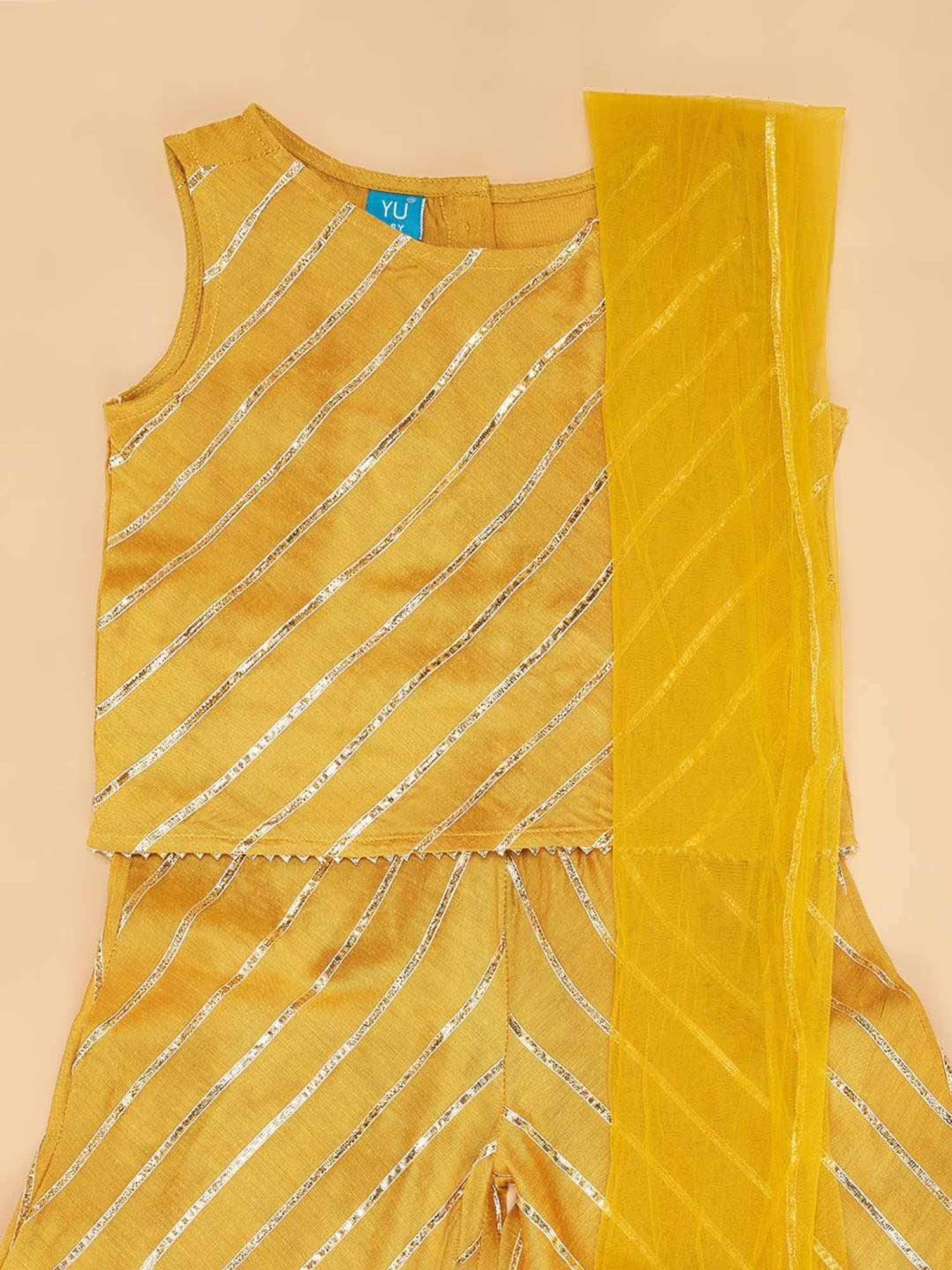 Many Frocks Kids Blue Embellished Top with Plazzos