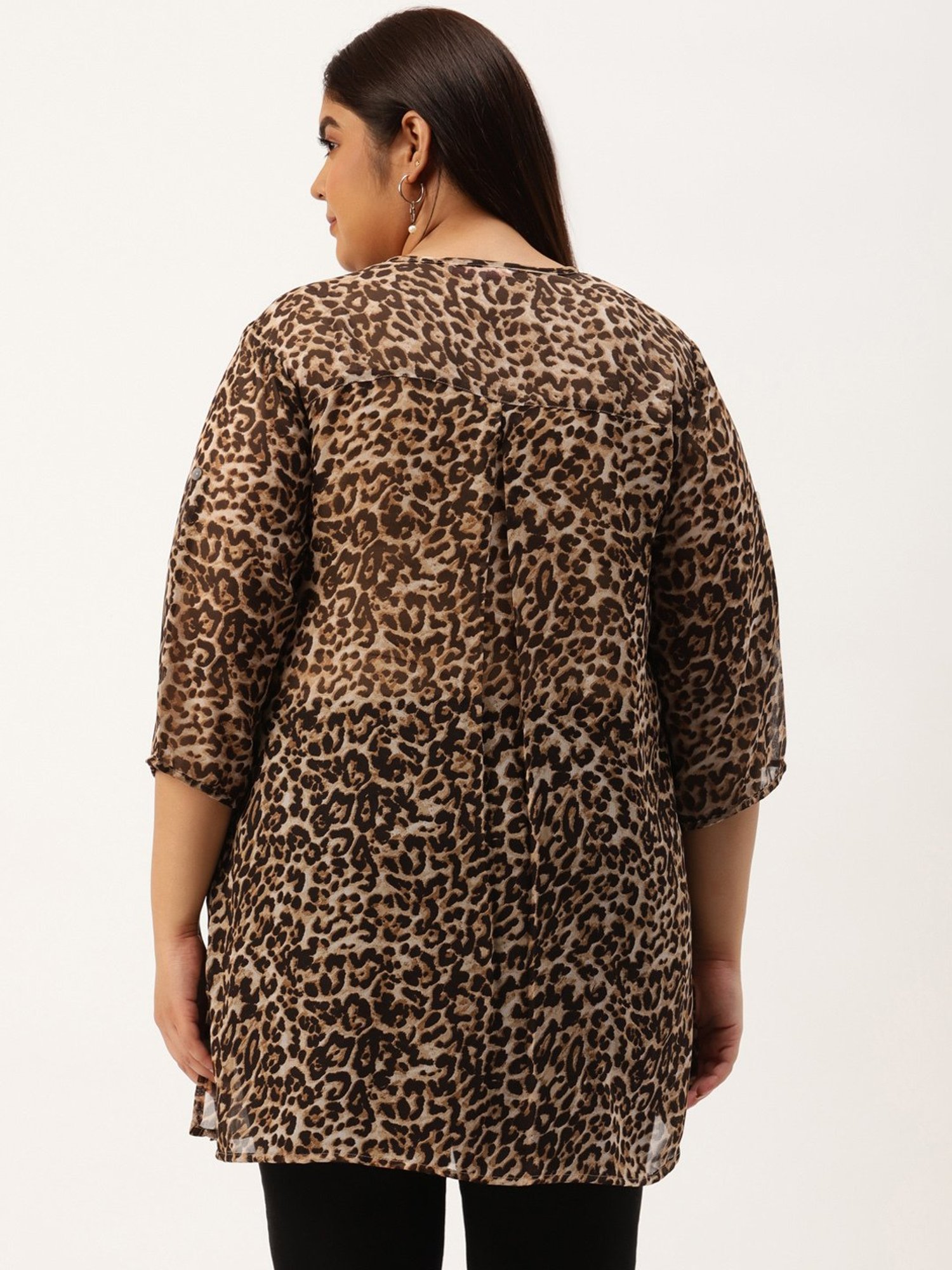 theRebelinme Beige & Brown Animal Print Shirt