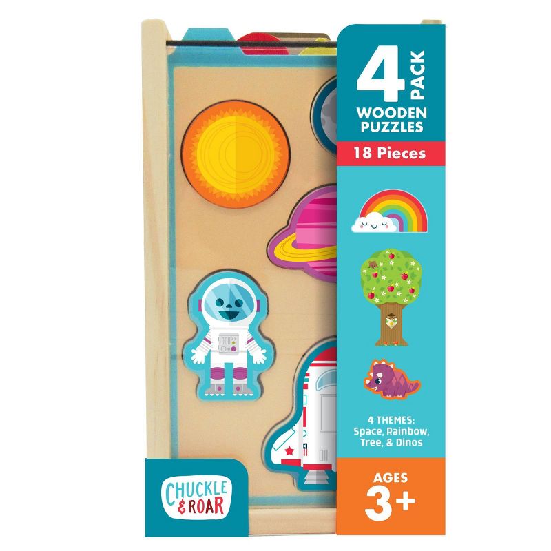Chuckle & Roar Wooden Puzzle Set - 4pk