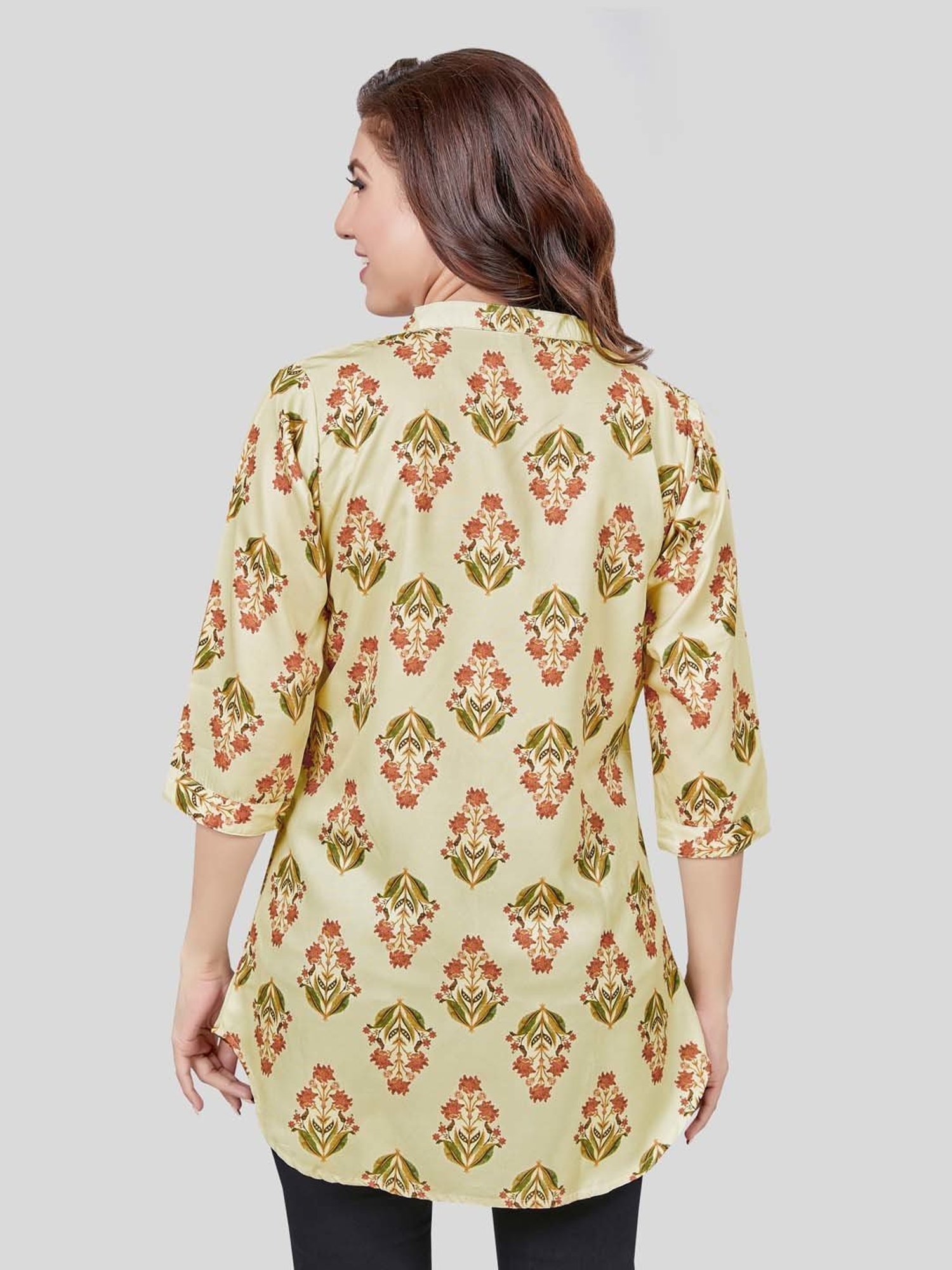 Fusion Beats Light Grey Embroidered A Line Kurta