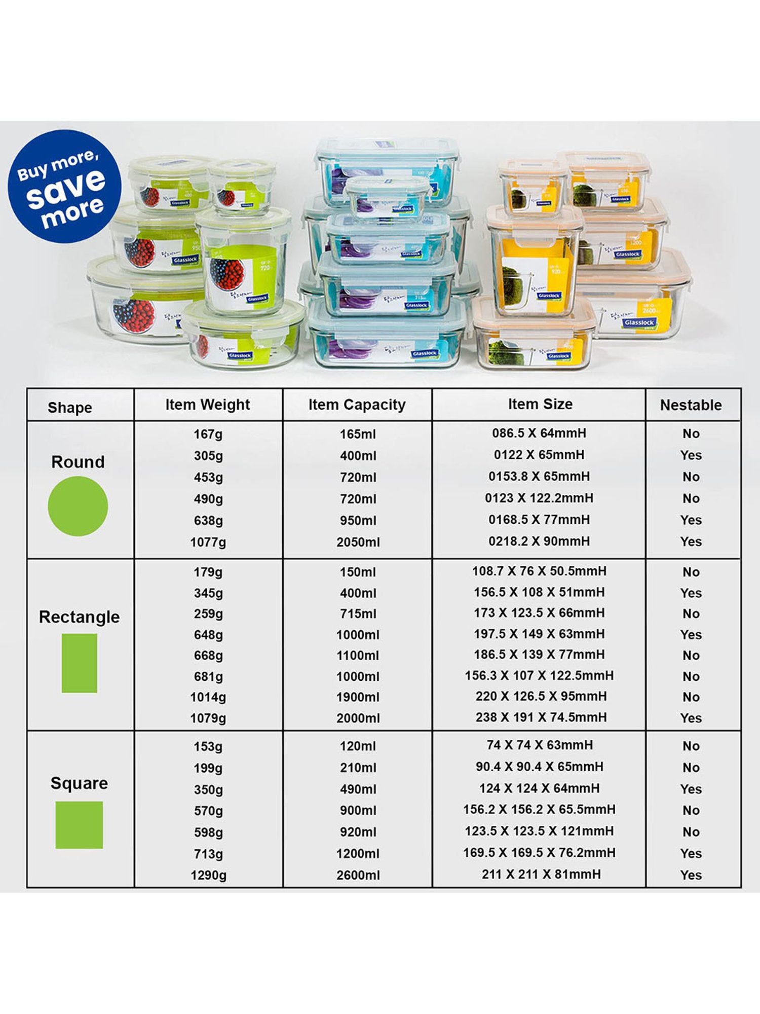 Borosilicate Glass Containers with Lids Microwave Safe Container for Glass Food Storage Containers