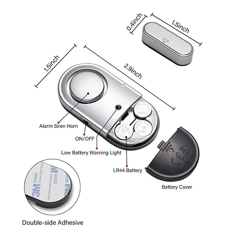 Window Alarm Home Security Magnetic Sensor Burglar Wireless 120dB Pool Alarms for Kids Safety Women Elders Easy Installation Batteries Included 4 Pack