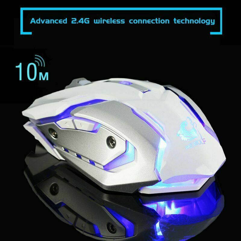 LED Rechargeable Wireless Backlit USB Optical Ergonomic Gaming X7 Mouse Mice