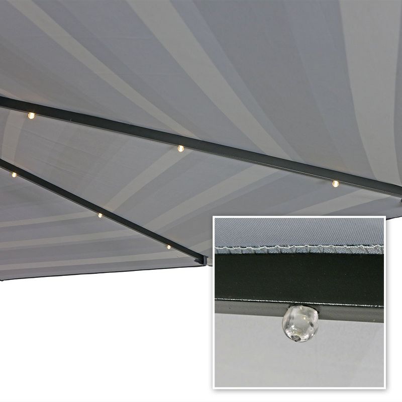 Sunnydaze Outdoor Aluminum Patio Umbrella with Solar Lights, Tilt, and Crank - 9' - Catalina Beach Stripe