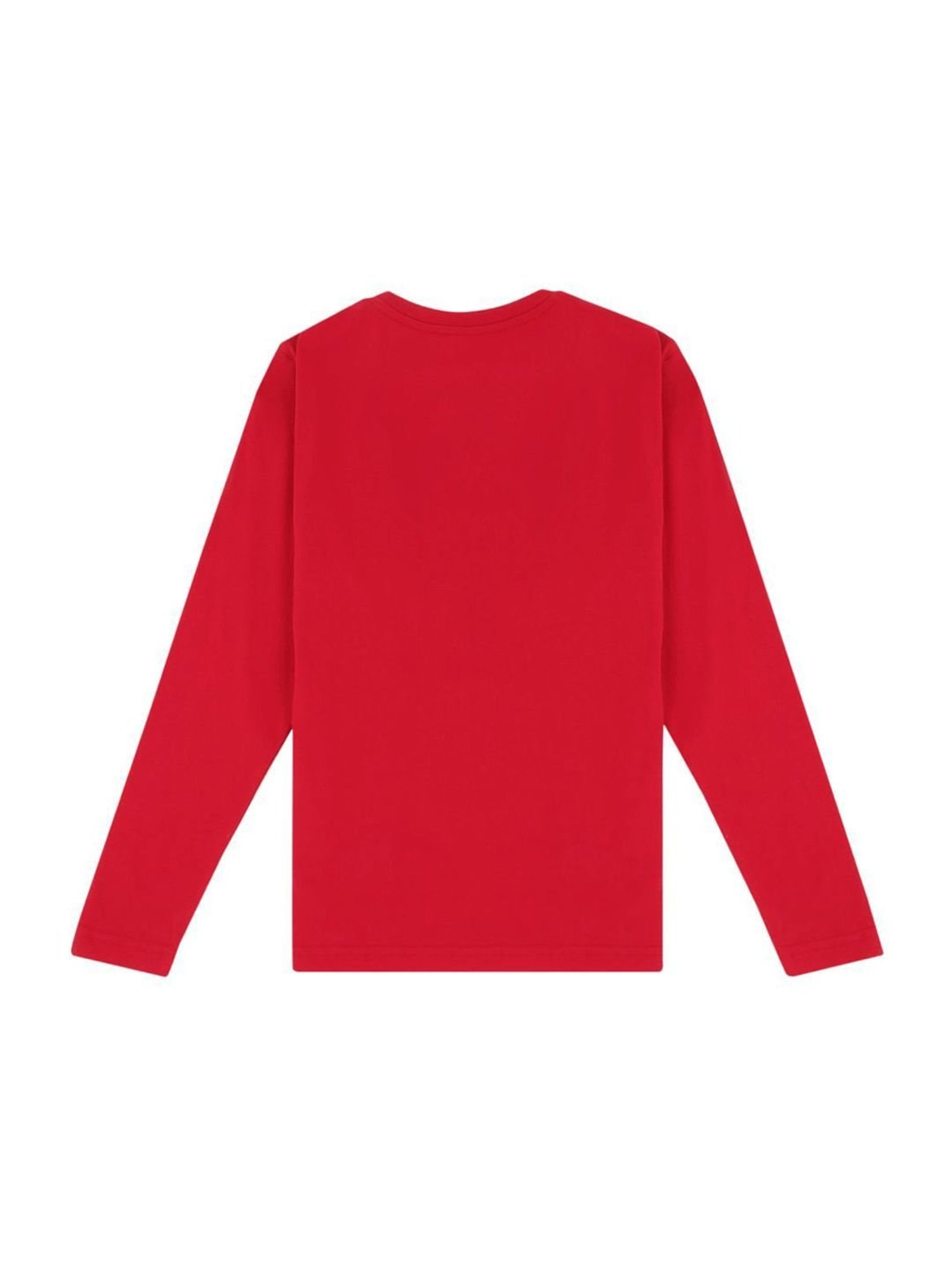 Proteens Kids Red Crimson Cotton Printed Full Sleeves T-Shirt