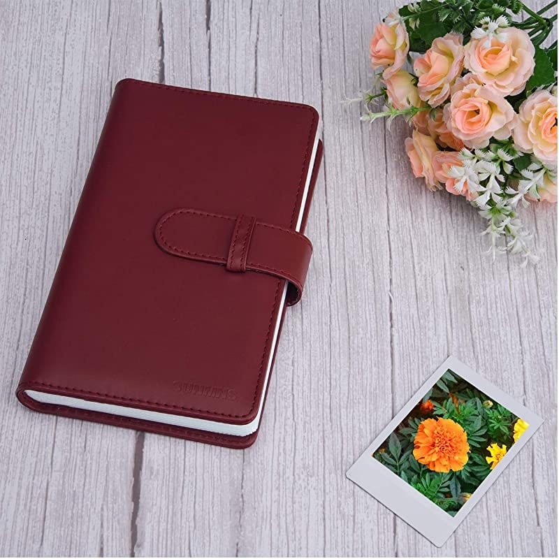 Wallet PU Leather Photo Album Compatible with Fujifilm Instax Mini Instant Film Retro Red