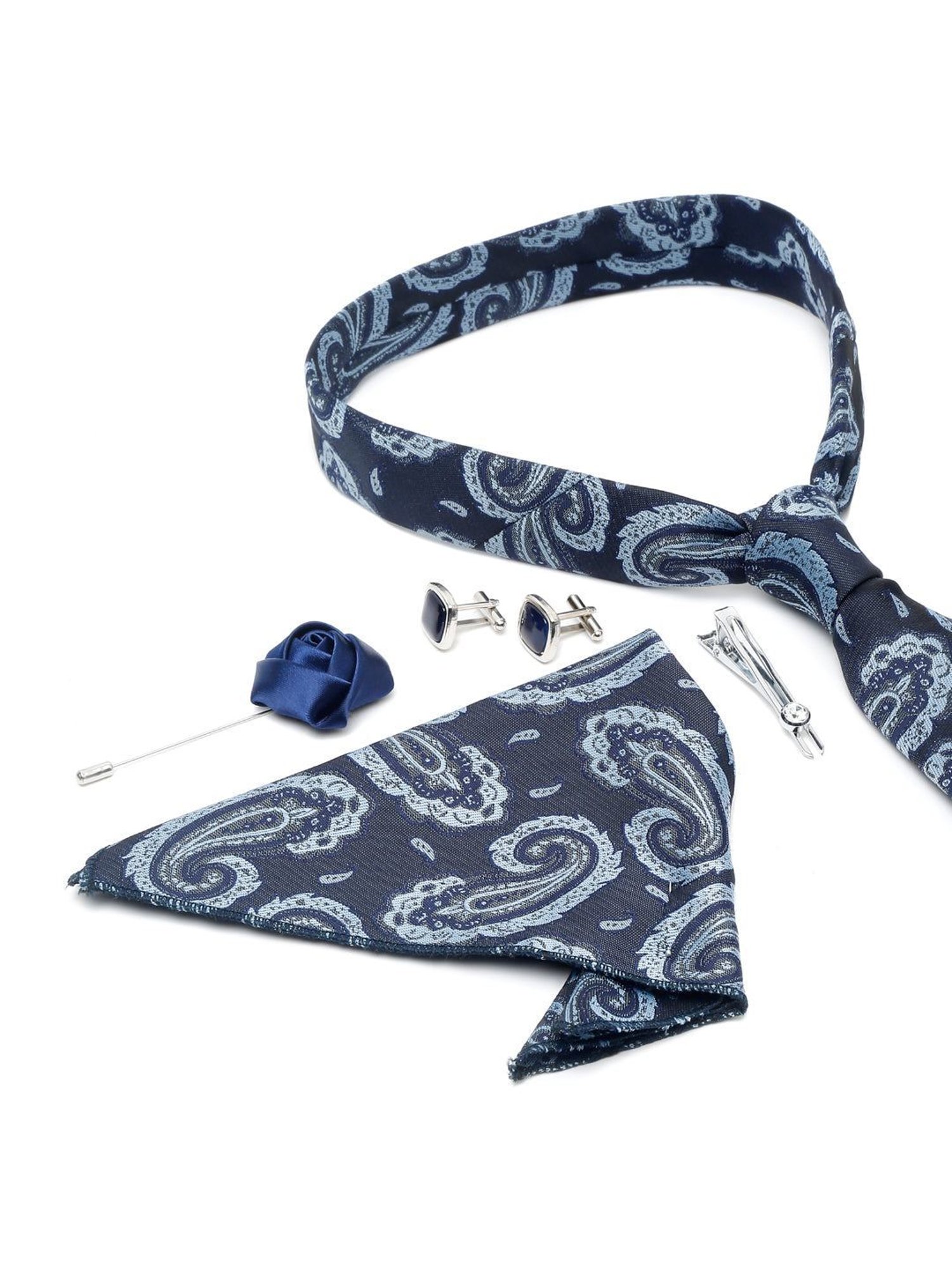 Louis Stitch Blue Embroidered Necktie Gift Set - Set of 5