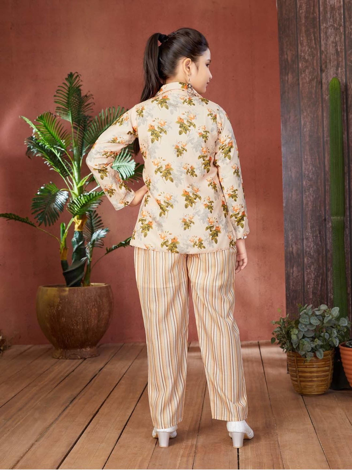 Peppermint Kids Purple & White Floral Print Top with Culottes