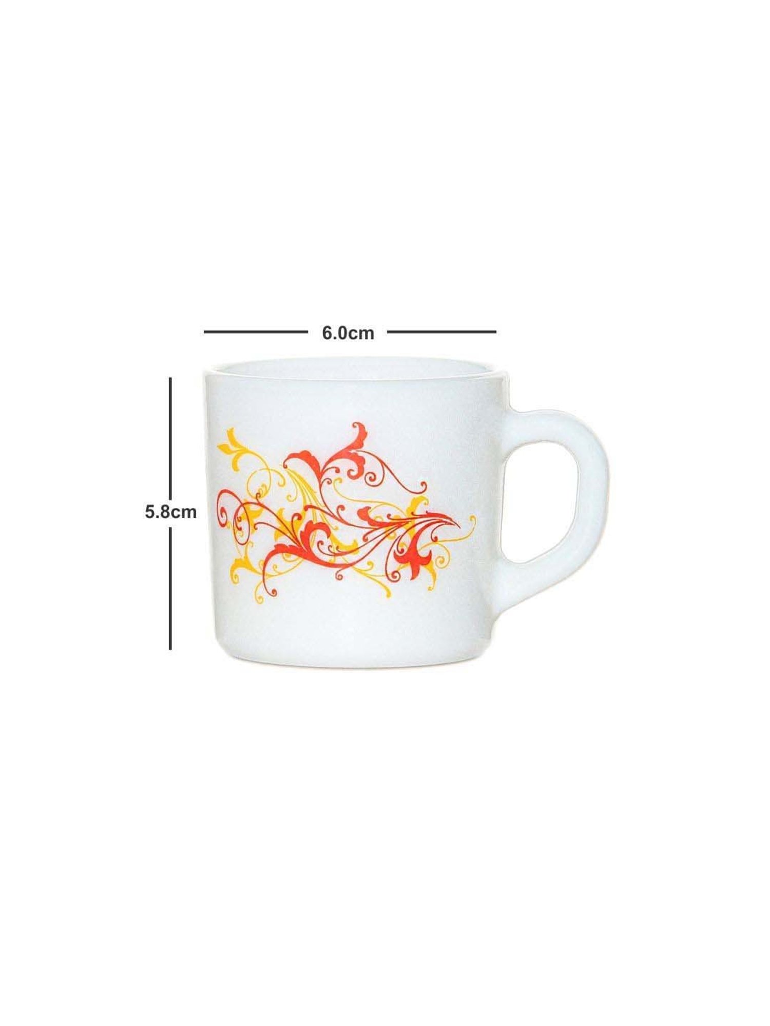 Cello White & Red Glass Coffee Mug (0.1 L) - Set of 12