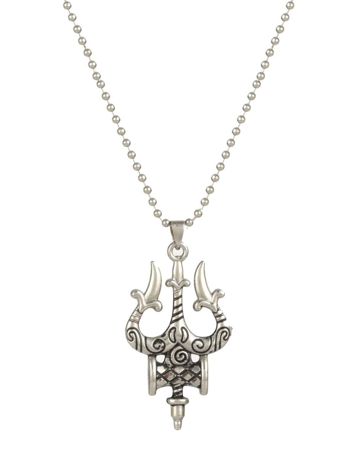 Bold By Priyaasi Mighty Trishul Silver-Plated Pendant for Men
