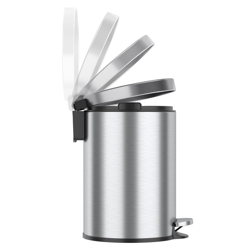 iTouchless Step Pedal Bathroom Trash Can with AbsorbX Odor Filter and Removable Inner Bucket 3 Gallon Round Stainless Steel