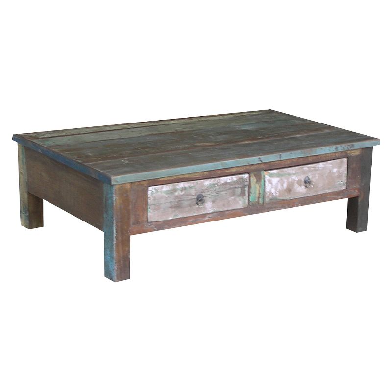 Reclaimed Wood Coffee Table and Double Drawers -Natural - Timbergirl