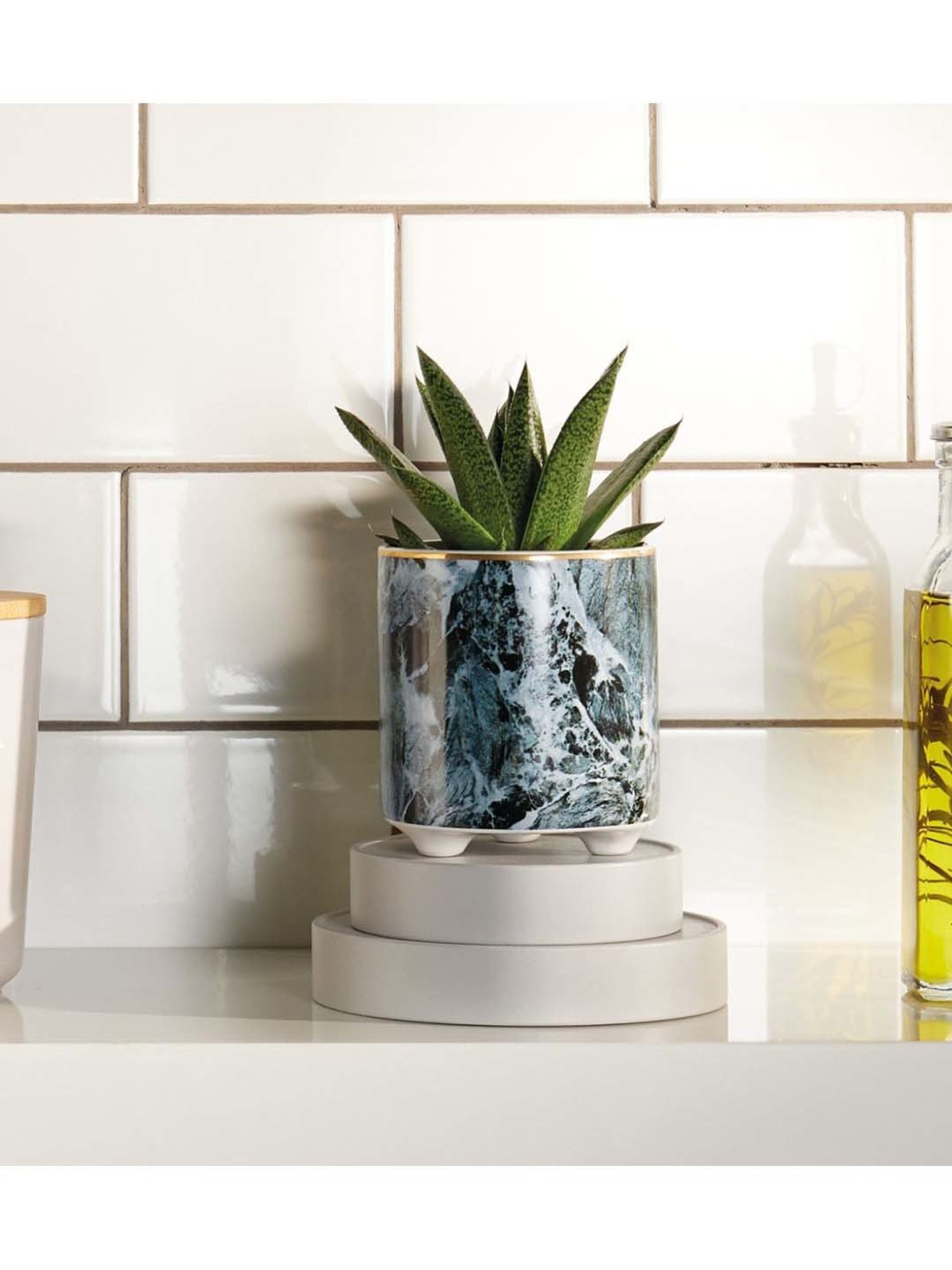 KitchenCraft Teal Blue Ceramic Planter Pot