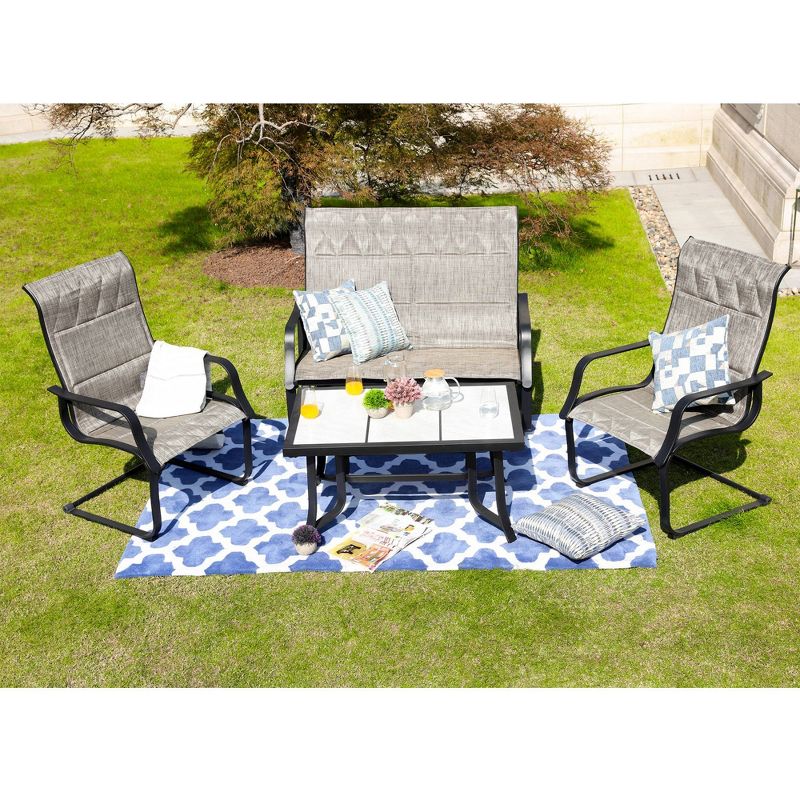 4pc Conversation Steel Patio Seating Sets Gray - Lokatse