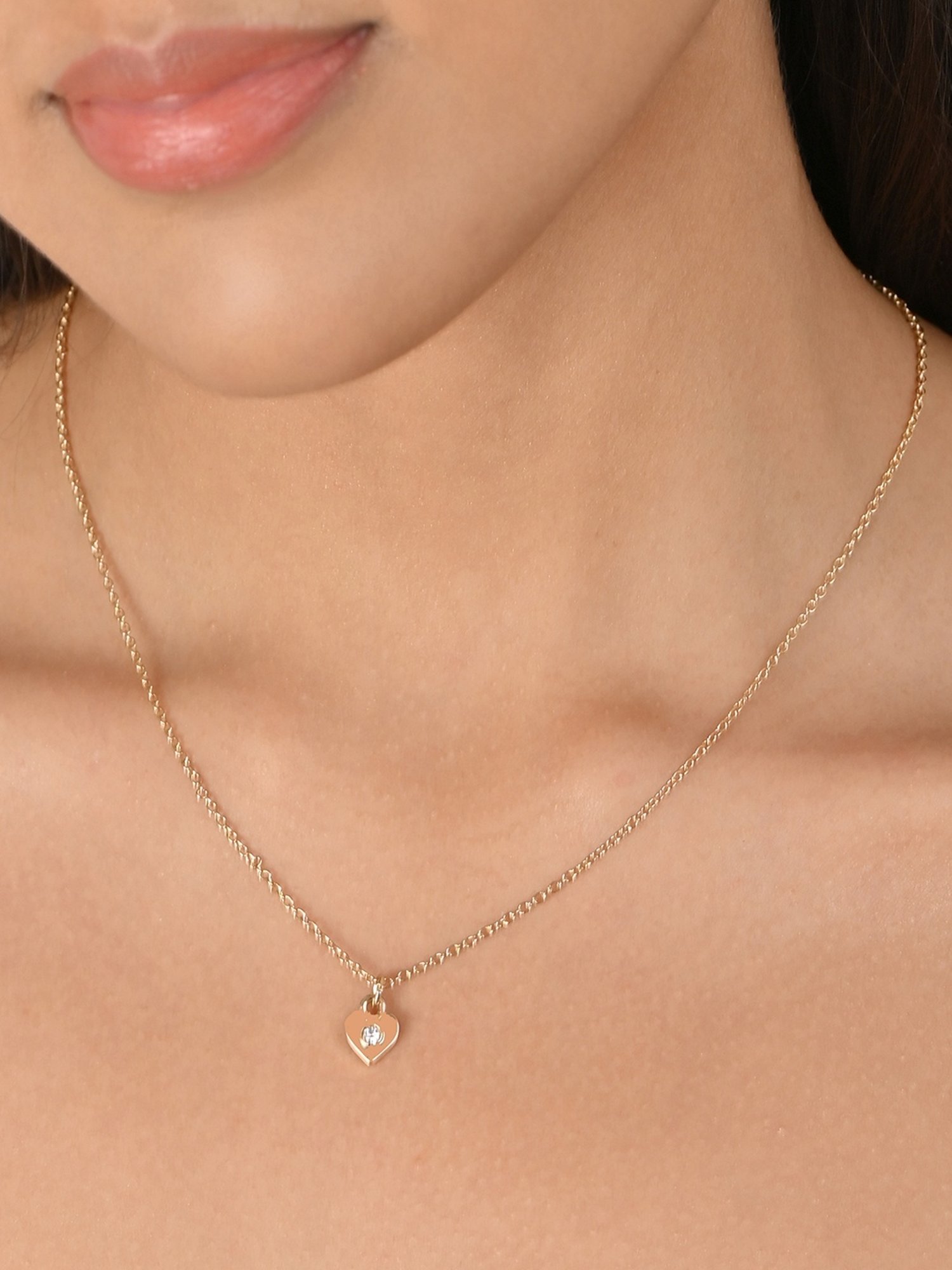 Toniq Gold-Plated Heart Charm Pendant Necklace