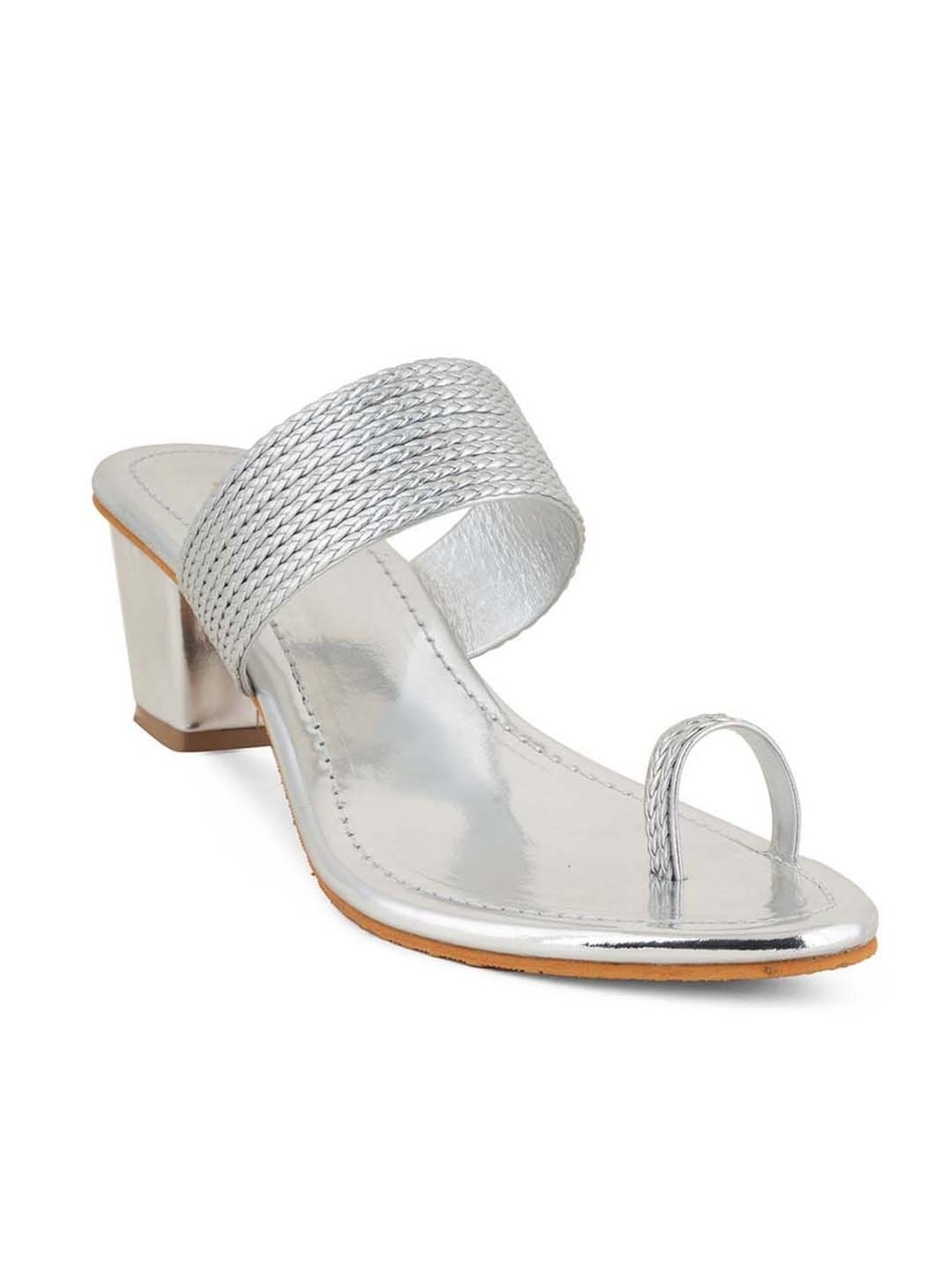 Scentra Women's Silver Toe Ring Sandals