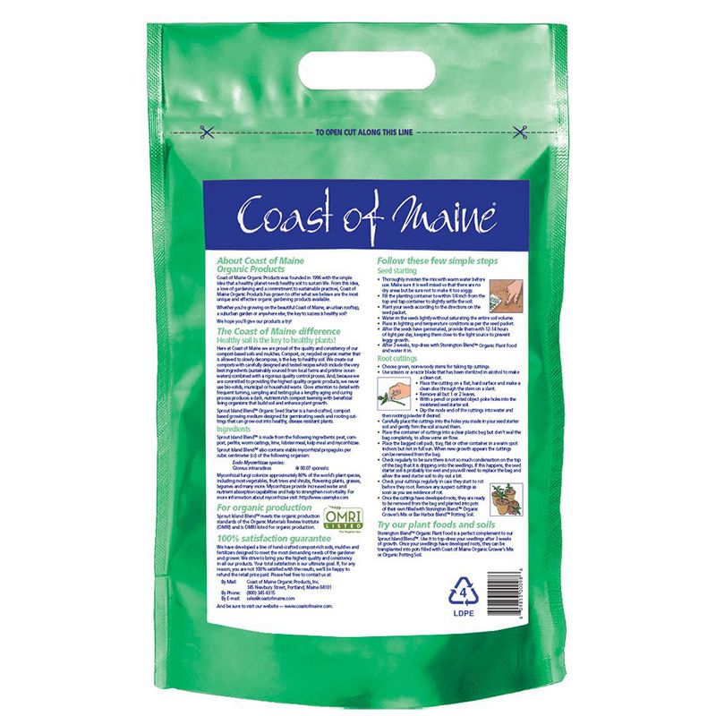 Coast of Maine Sprout Island Organic Seed Starter with All Natural Ingredients for Root Plant Cuttings and Seed Germination, 8 Quarts