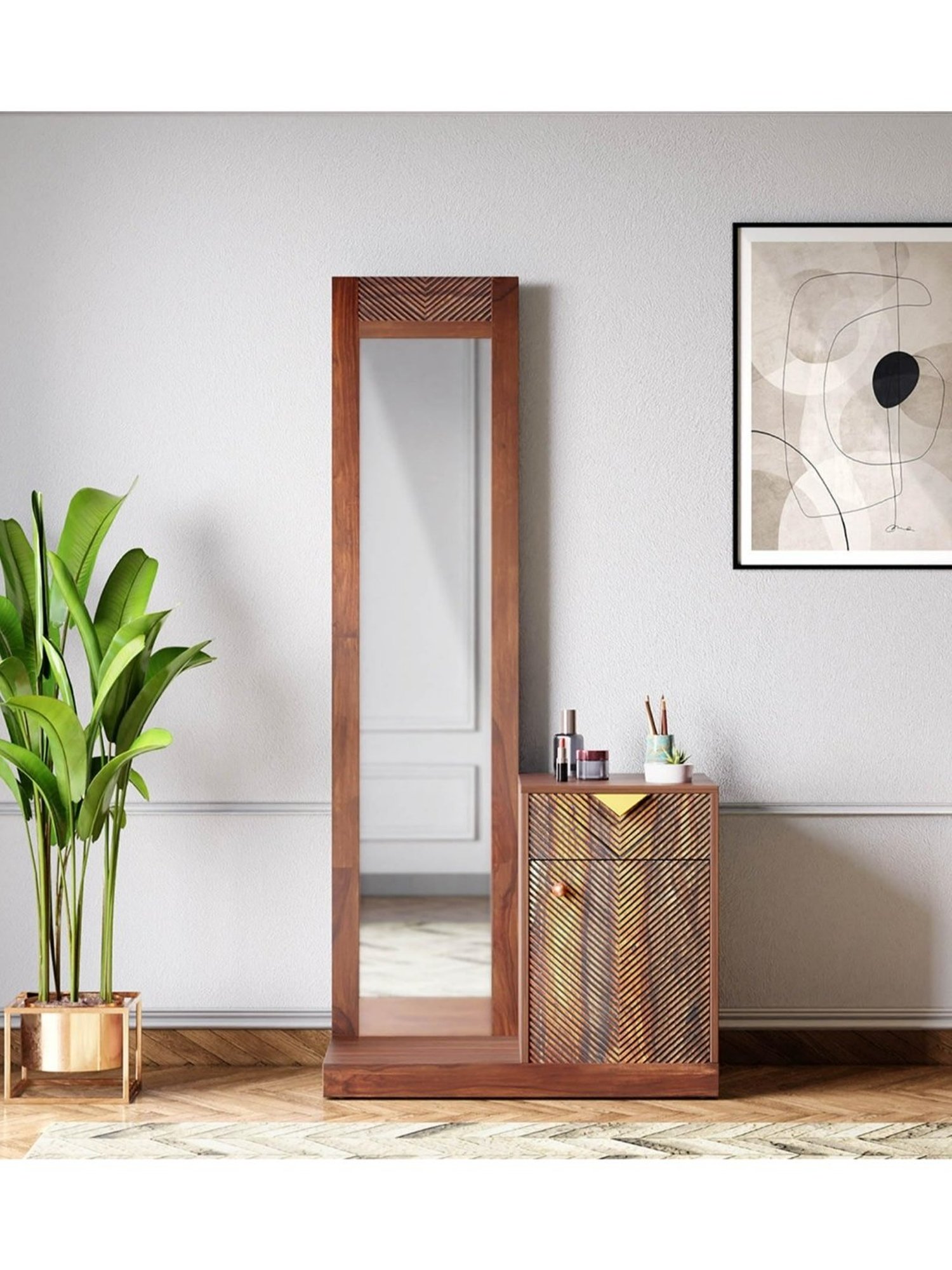 Godrej Interio Aero Valigny Oak Engineered Wood Standerd Dressing Table