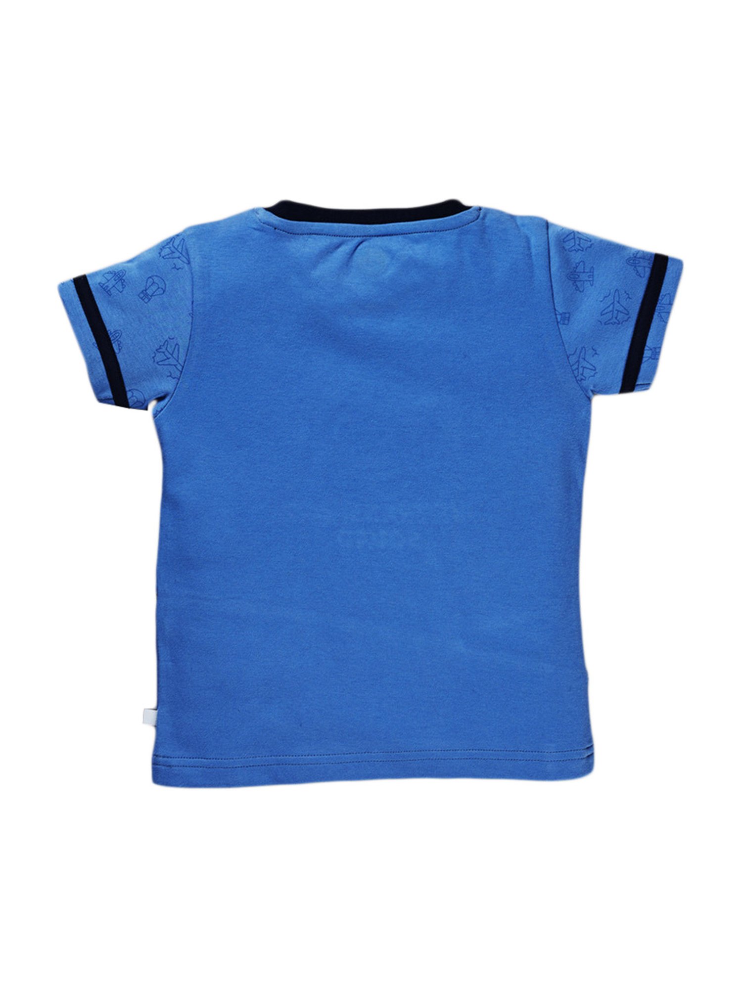 Pranava Kids Blue & Dark Blue Cotton Patch Work T-Shirt & Shorts
