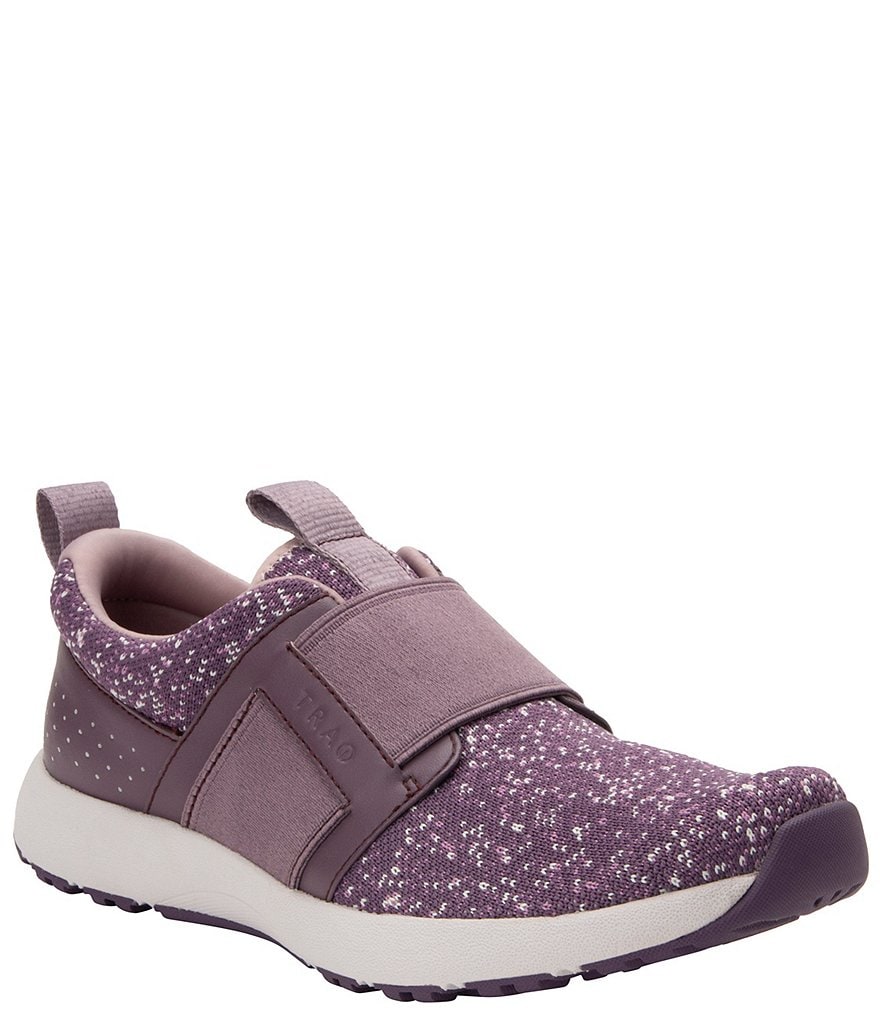 Traq by Alegria Volition Eggplant Rain Dream Fit Knit Pedometer Slip-On Stretch Sneakers