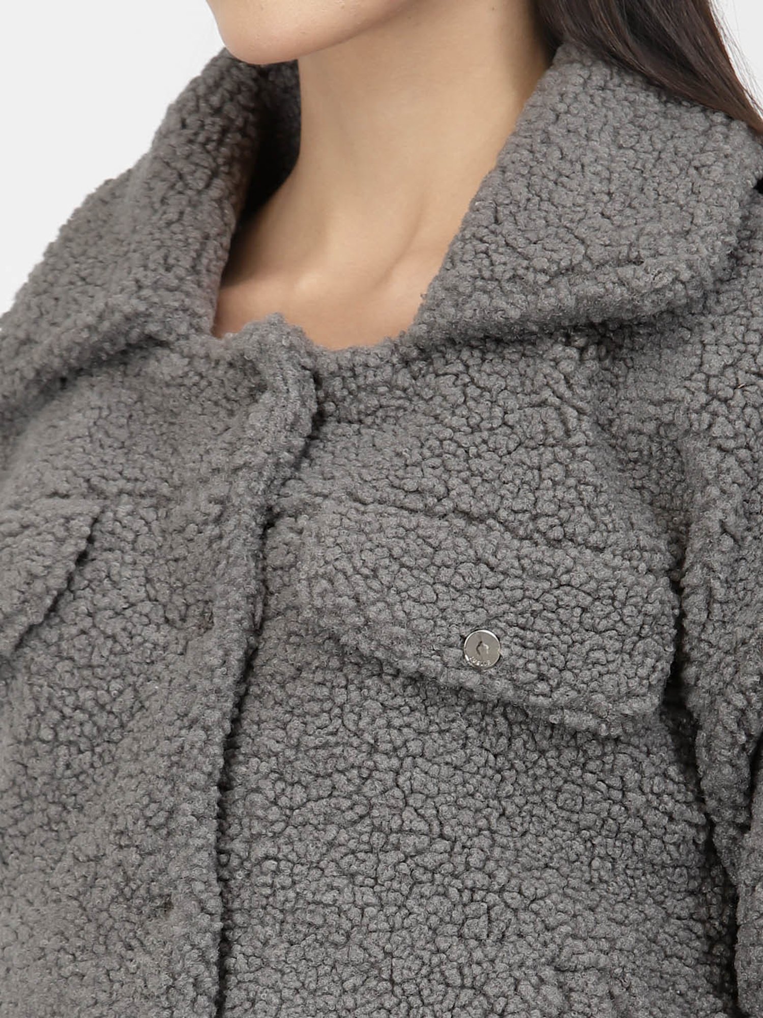 Juelle Grey Front-Open Sweatshirt