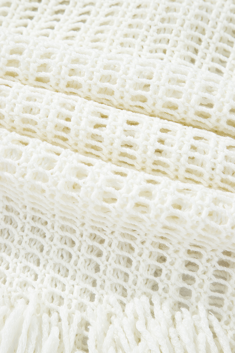 White Boho Patchwork Floral Open Front Cover Up