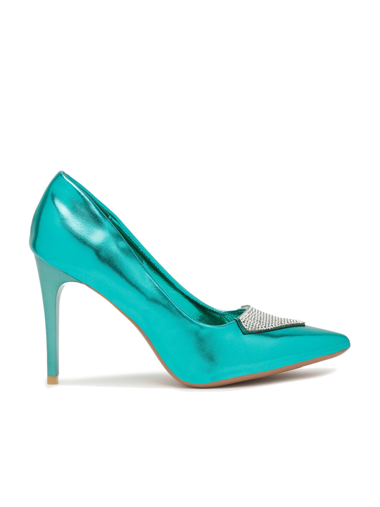 Flat N Heels Women's Green Stiletto Pumps