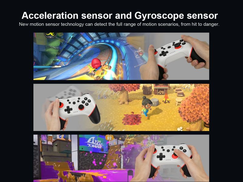 SuperStar Wireless Gaming Controller Remote Gamepad Joystick for Nintendo Switch,Bluetooth Rechargeable Gamepad Supports 6-Axis Gyro, Turbo and Dual Vibration(White)