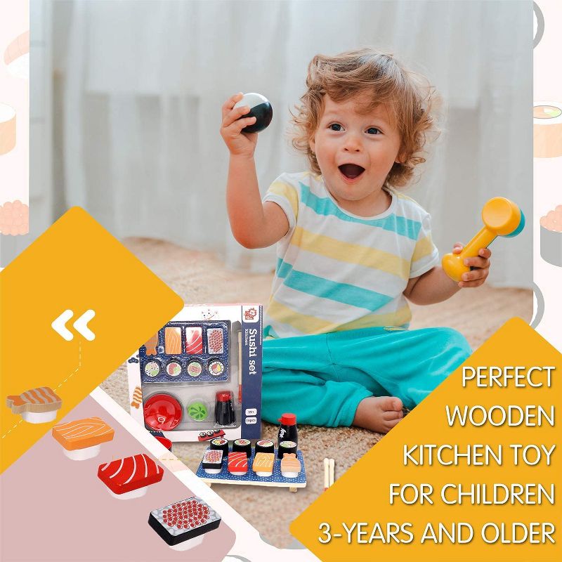 Melissa & Doug Stir and Serve Cooking Utensils (7pc) - Stainless Steel and Wood