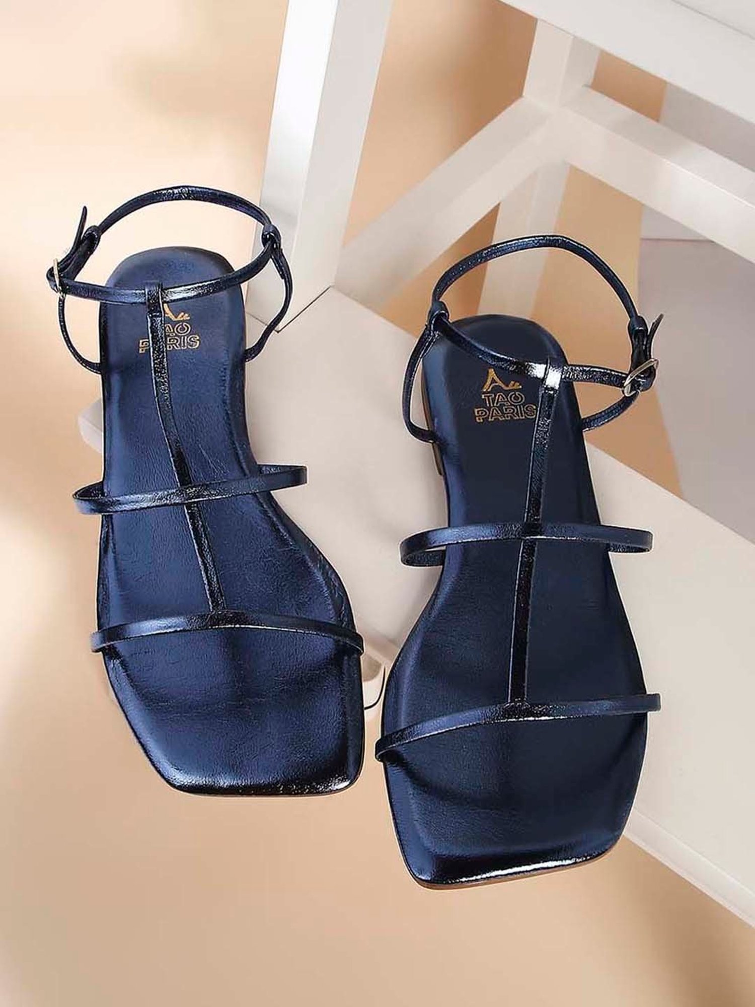 Tao Paris Women's Ankara Blue Ankle Strap Sandals