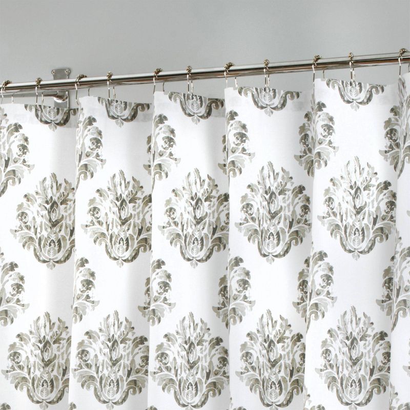 72"x72" Tabitha Cotton Fabric Shower Curtain Taupe - Nicole Miller