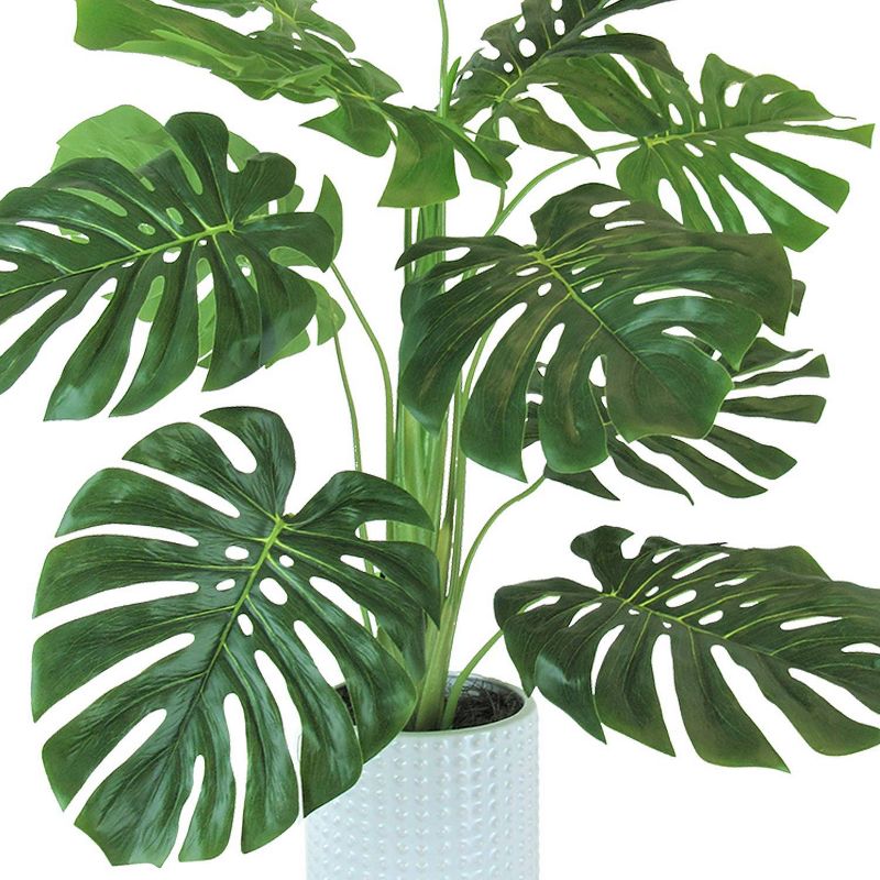 36" x 18" Artificial Monstera Plant in Ceramic Planter White - LCG Florals