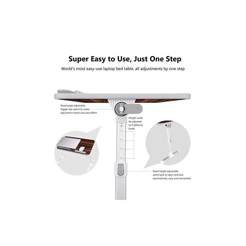 Laptop Bed Table,  Adjustable Laptop Bed Tray for Computer and Laptop Bed Stand, Laptop Desk for Bed, Lap Desk for Adults for Eating and Writing in Sofa and Couch, Brown