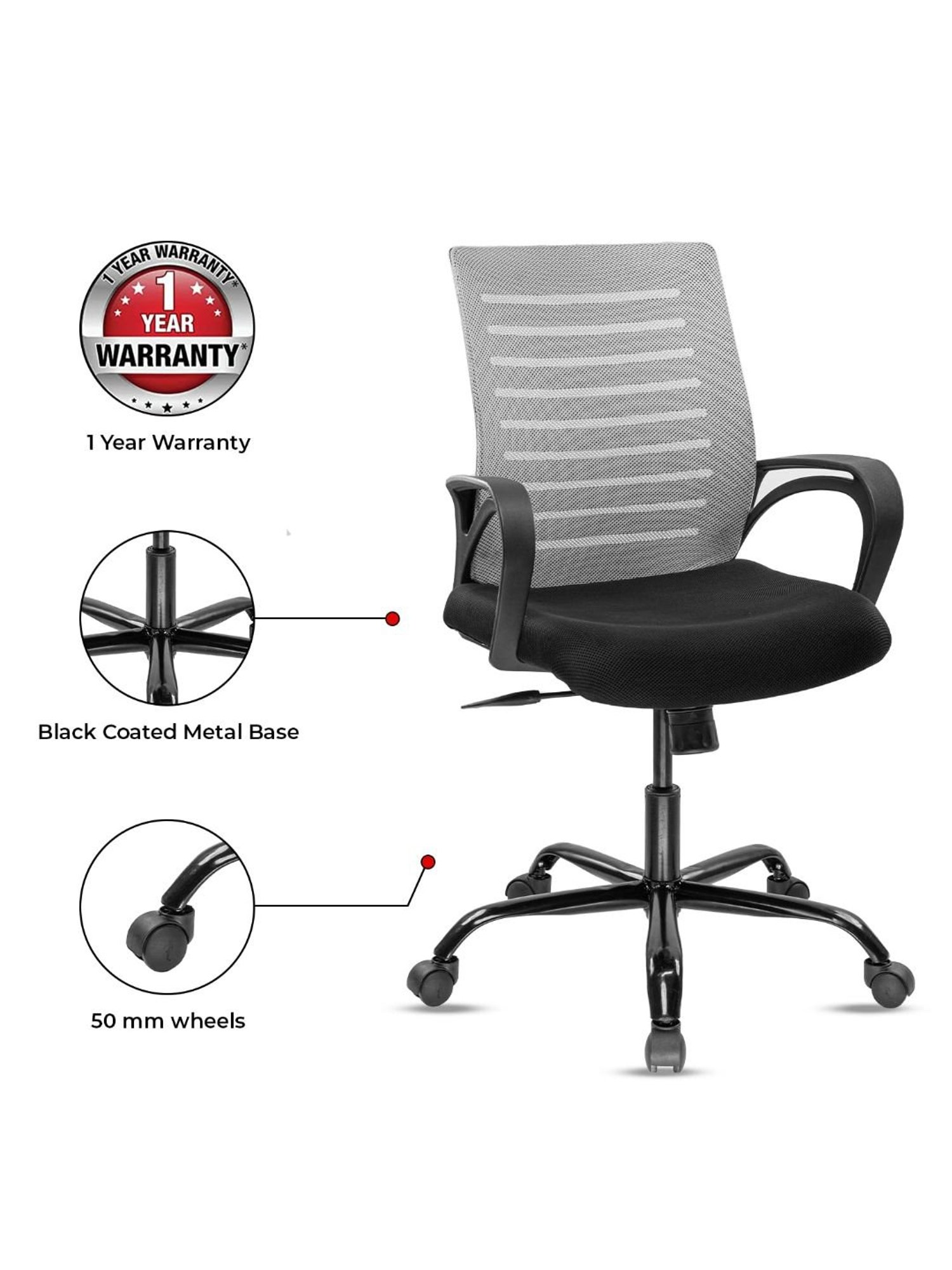 Green Soul Atom Black & Grey Foam Ergonomic Office Chair